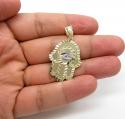 10k two tone gold diamond cut hamsa pendant 