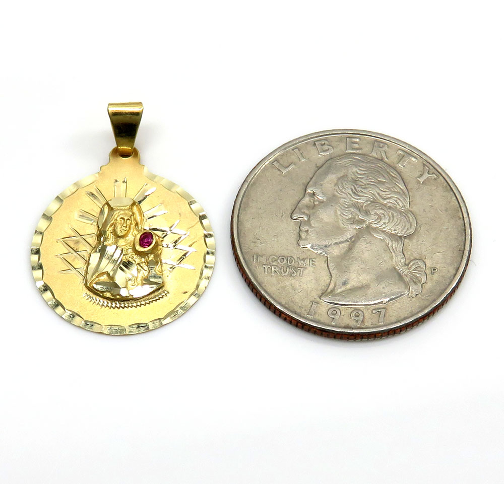 10k yellow gold small santa barbara ruby cz pendant 0.05ct