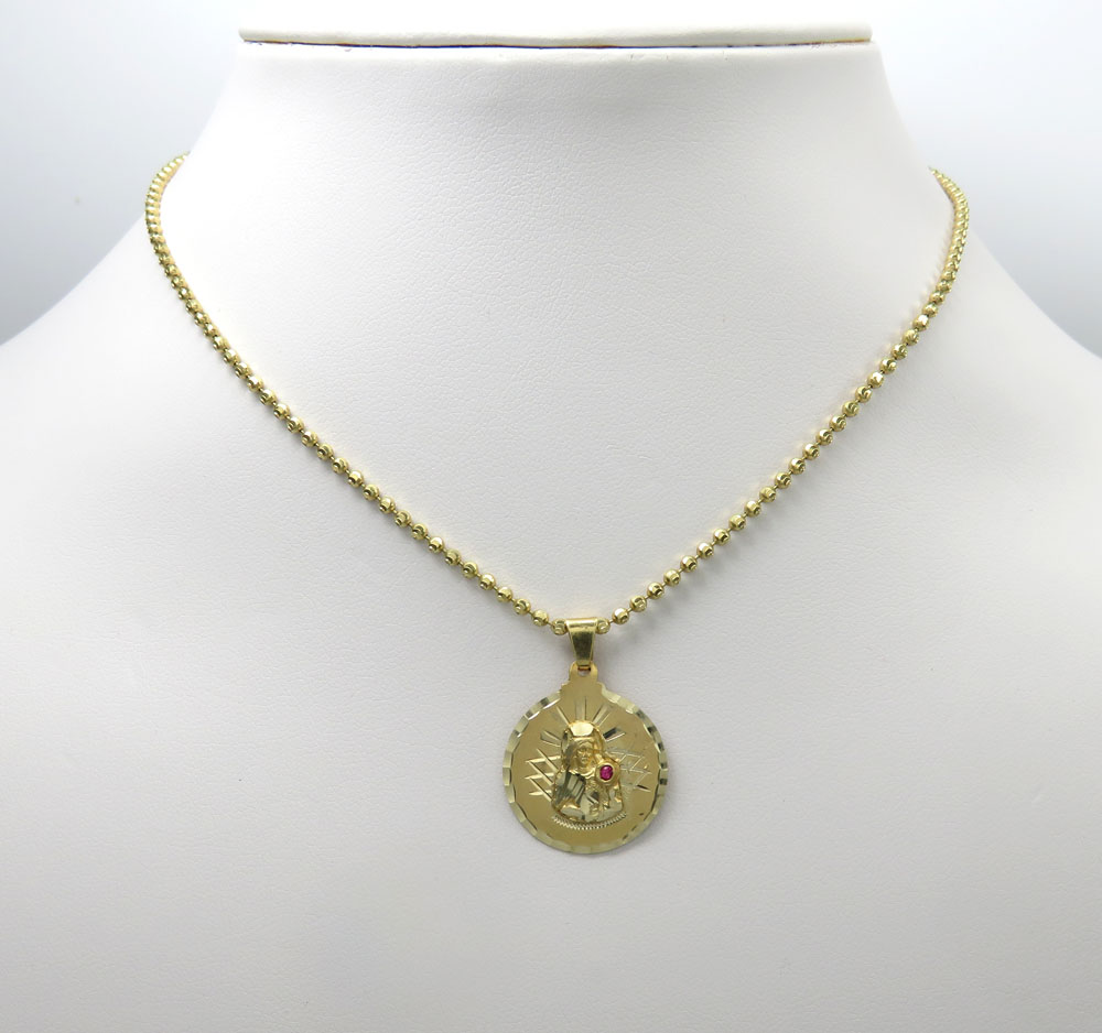 10k yellow gold small santa barbara ruby cz pendant 0.05ct