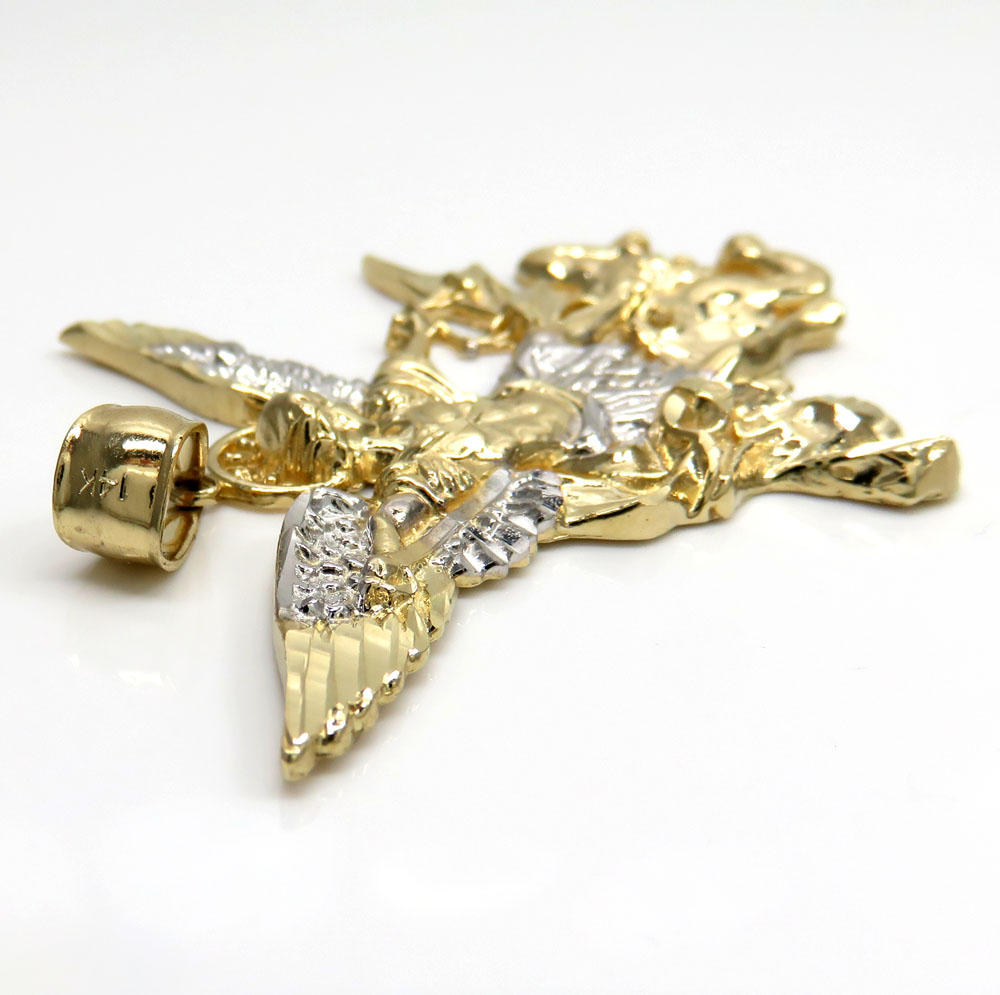 14k two tone gold angel vs demon large pendant - Image 3