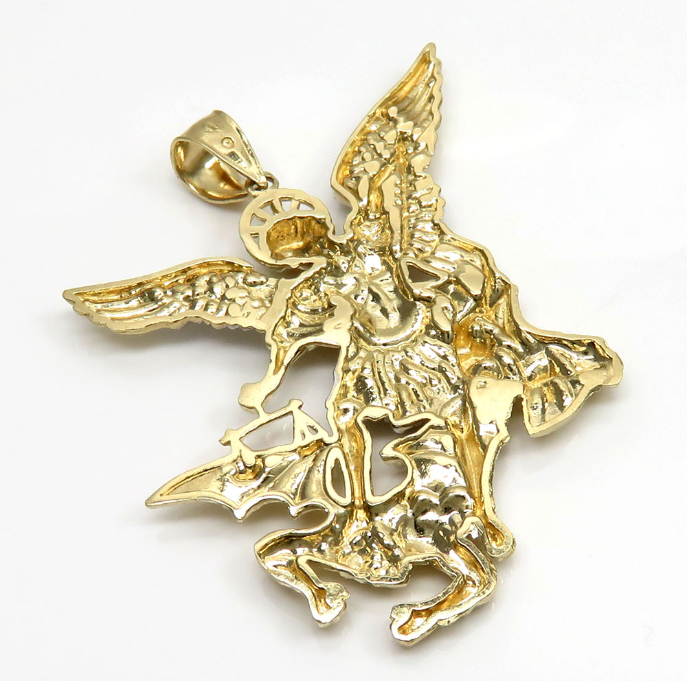 14k two tone gold angel vs demon large pendant - Image 4