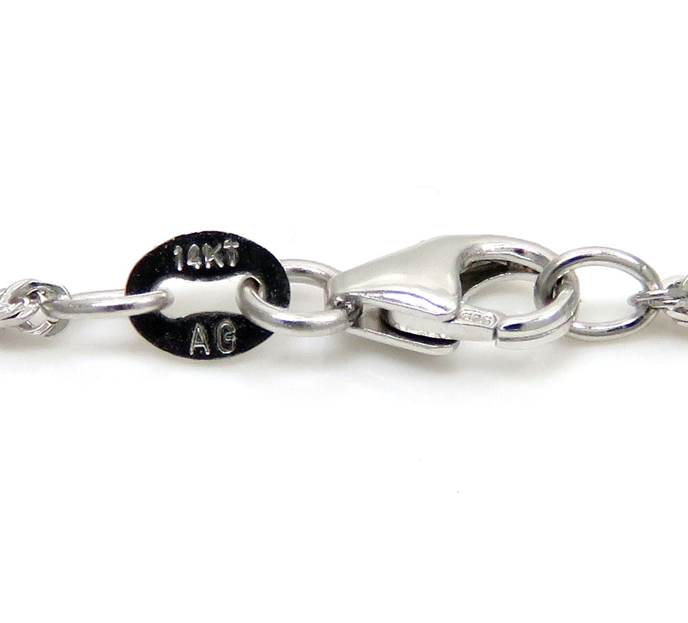14k white gold skinny diamond cut rope link chain 16-22 inch 1.50mm