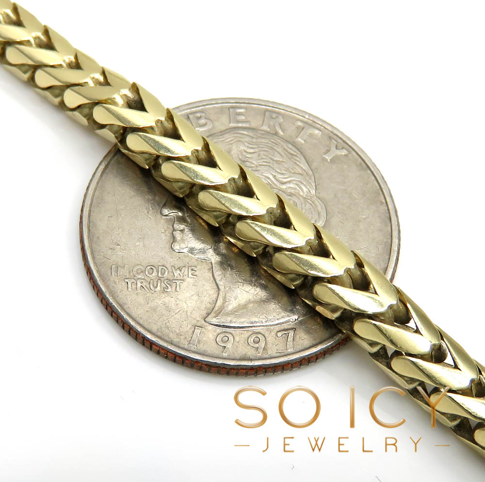 10k solid yellow gold tight link franco chain 20-26 inch 4.5mm - Image 3