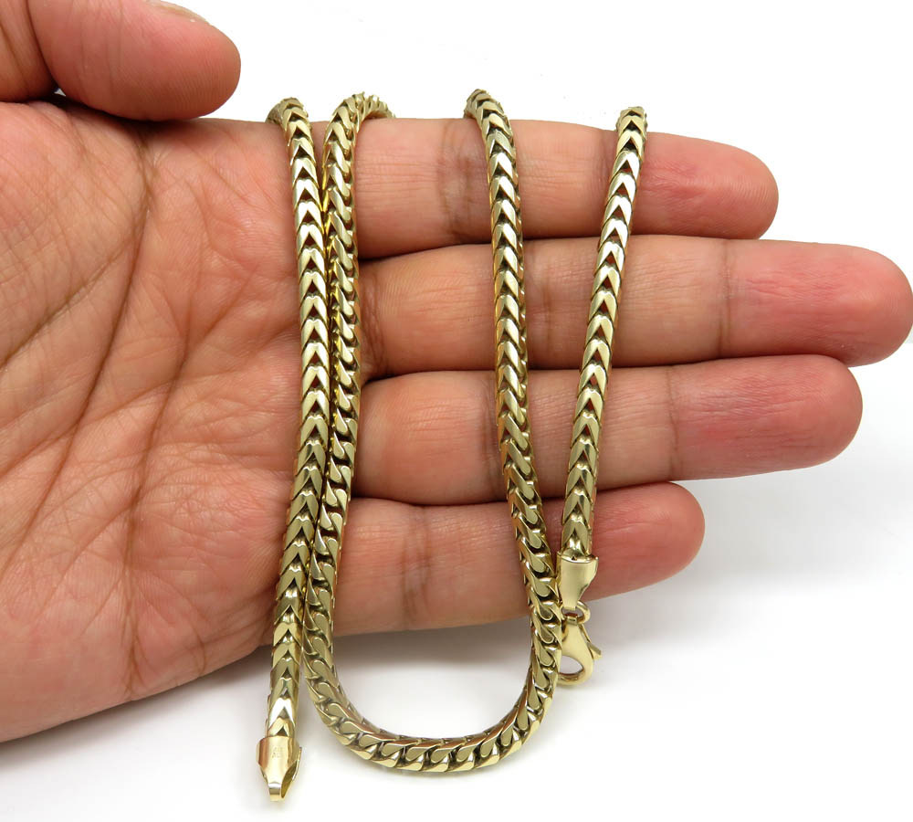 10k solid yellow gold tight link franco chain 20-26 inch 4.5mm - Image 5