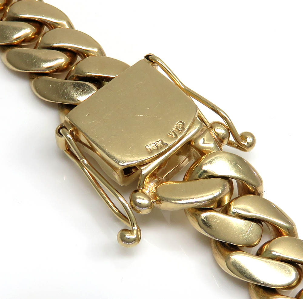 14k yellow gold solid miami link chain 18-26 inch 13.20mm - Image 4