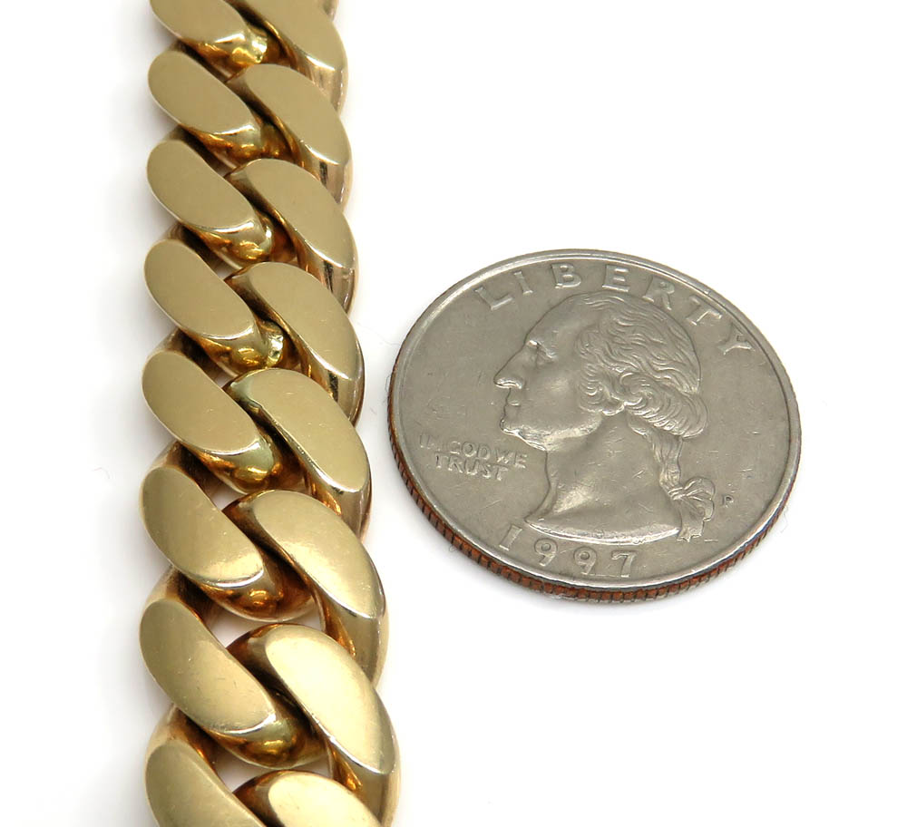 14k yellow gold solid miami link chain 18-26 inch 13.20mm - Image 5