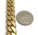 14k yellow gold solid miami link chain 18-26 inch 13.20mm
