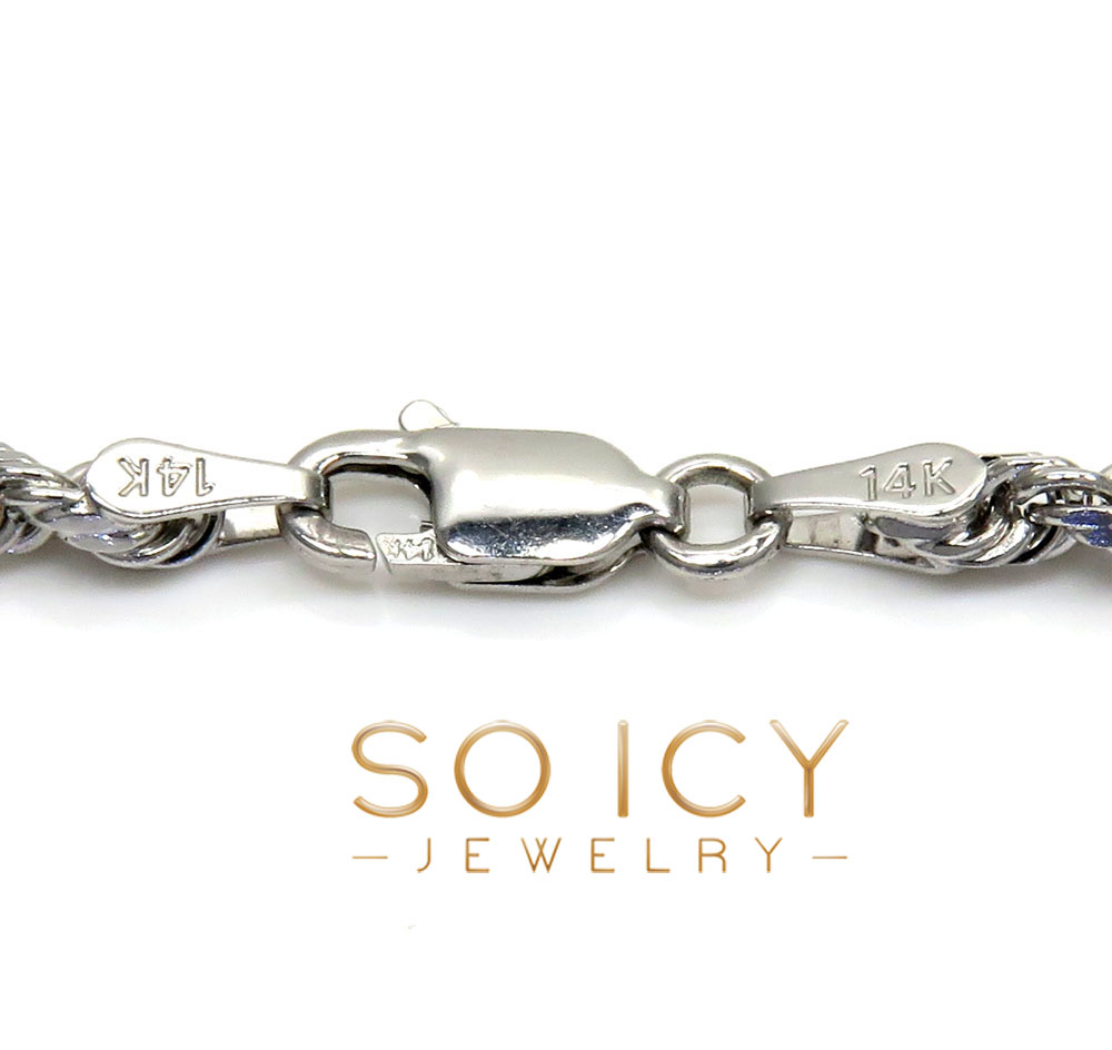 14k white gold solid diamond cut rope chain 18-26 inch 3mm - Image 4