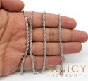 14k white gold solid diamond cut rope chain 18-26 inch 3mm
