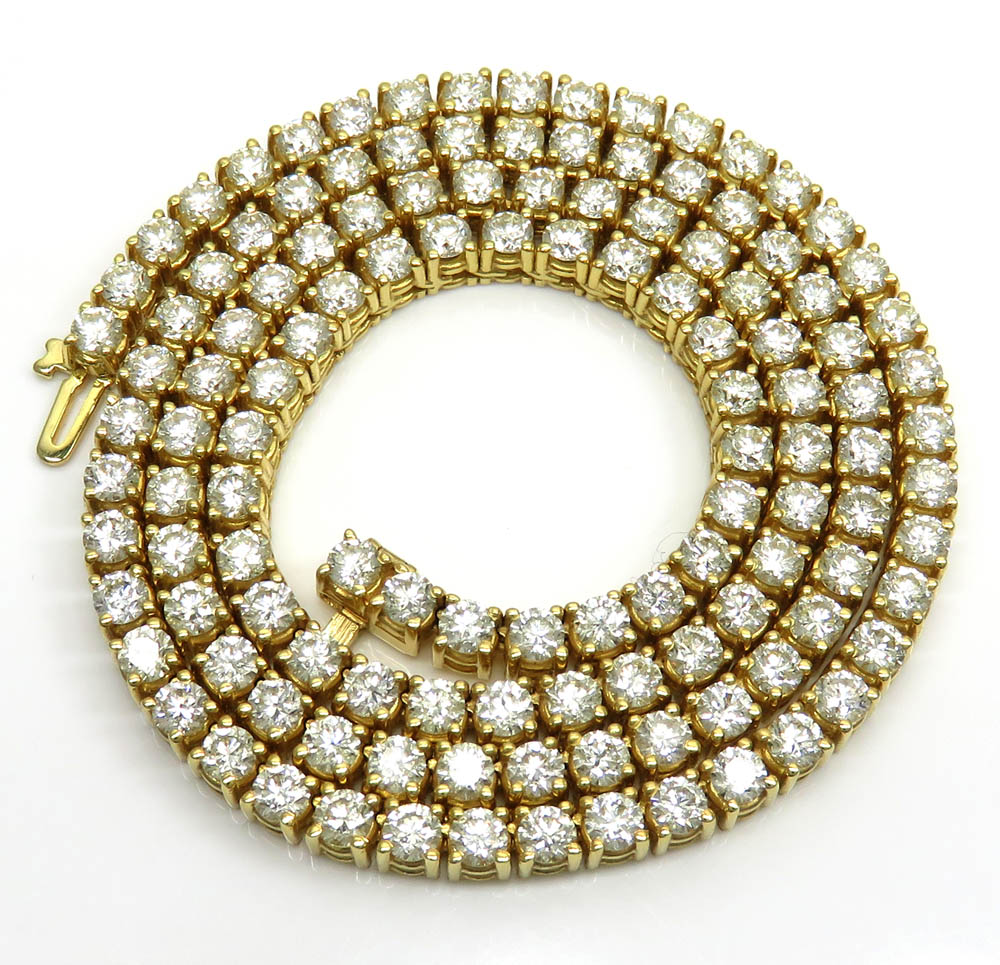 14k gold round 20 pointer diamond tennis chain 20-24 inches 4mm 24.00ct