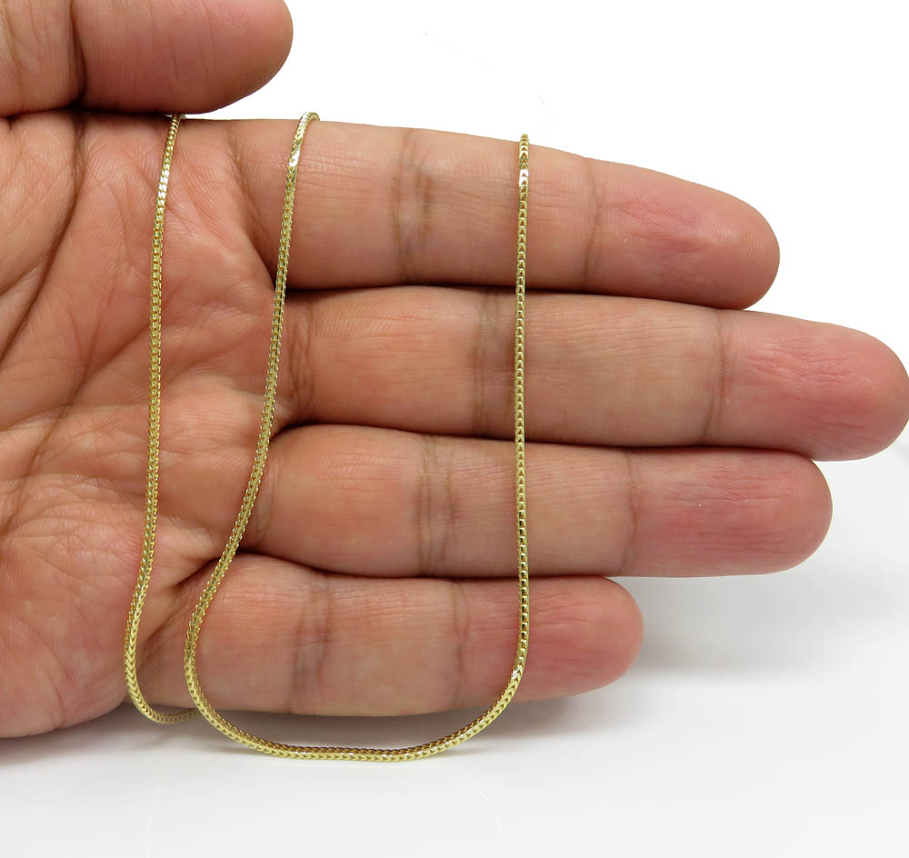 14k yellow gold skinny solid tight franco link chain 16-24 inches 1.2mm - Image 5