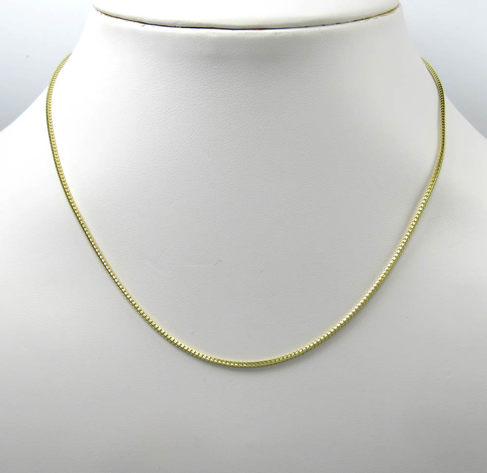 14k yellow gold skinny solid tight franco link chain 16-24 inches 1.2mm - Image 6