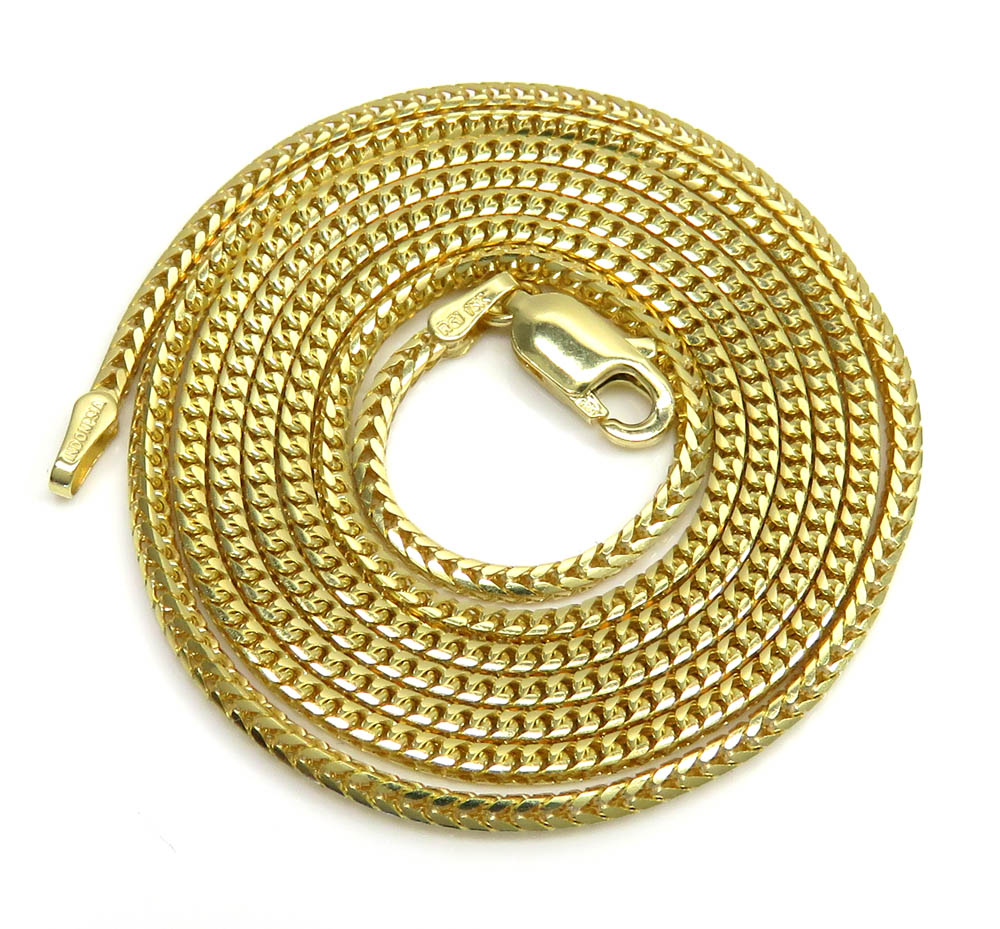 14k yellow gold skinny solid tight franco link chain 16-24 inches 1.5mm