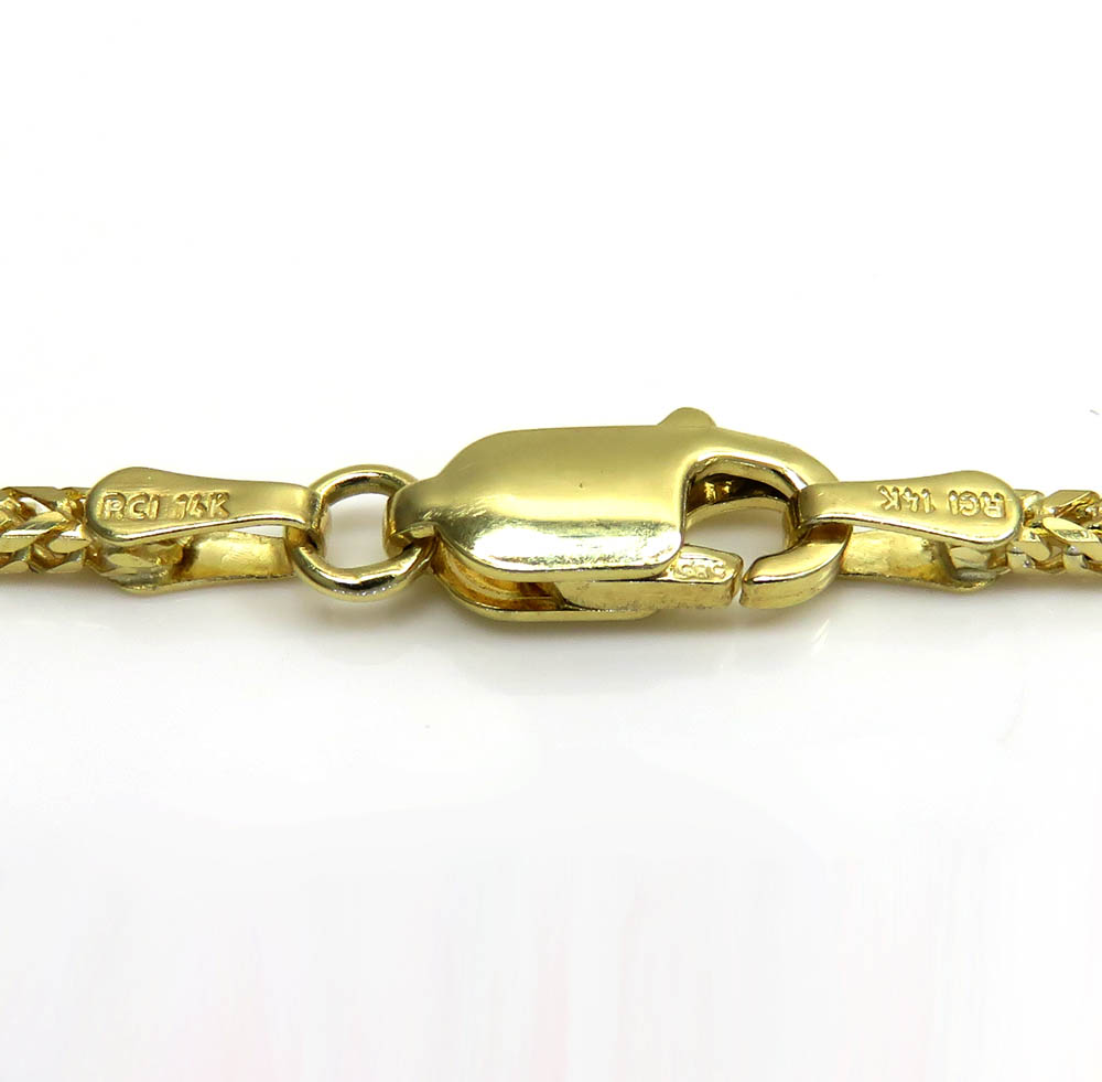 14k yellow gold skinny solid tight franco link chain 16-24 inches 1.5mm