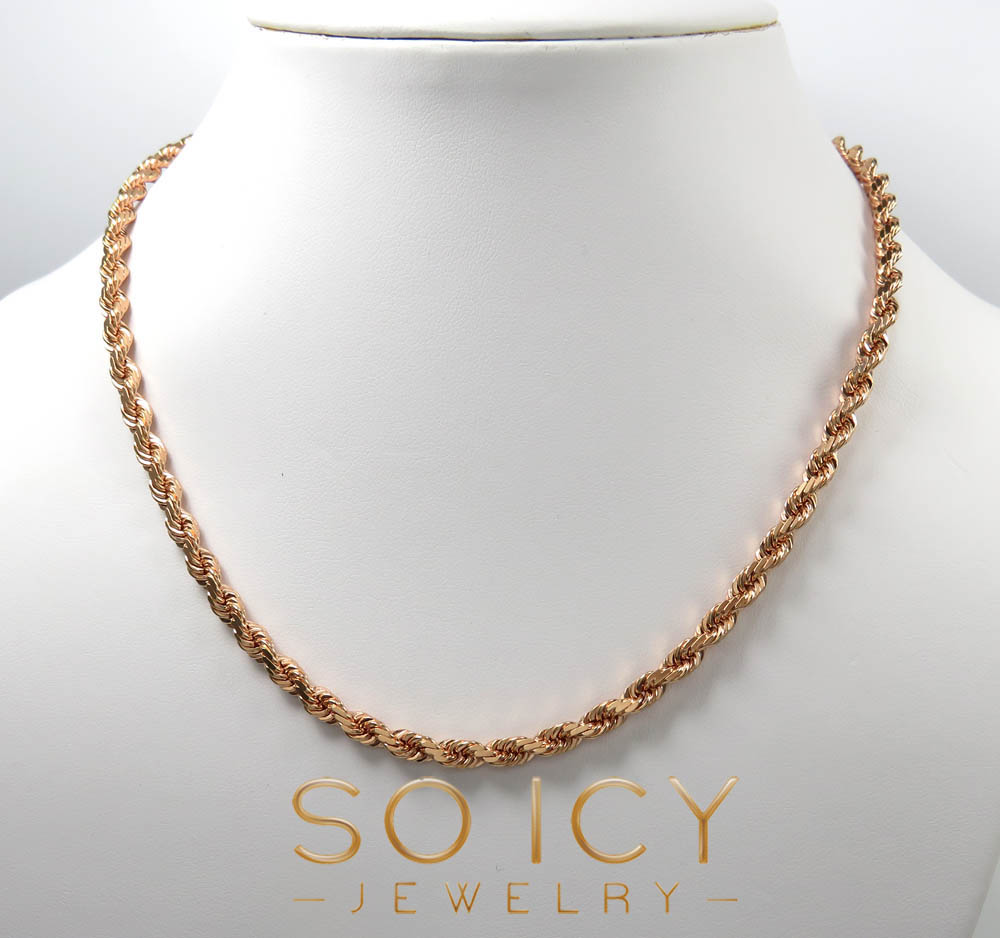 14k rose gold solid diamond cut rope chain 18-26 inches 5mm - Image 6