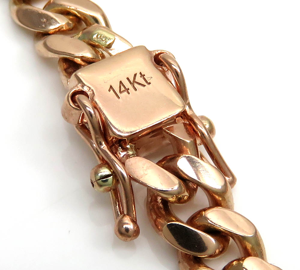 14k rose gold solid miami link bracelet 8 inch 6.80mm - Image 4