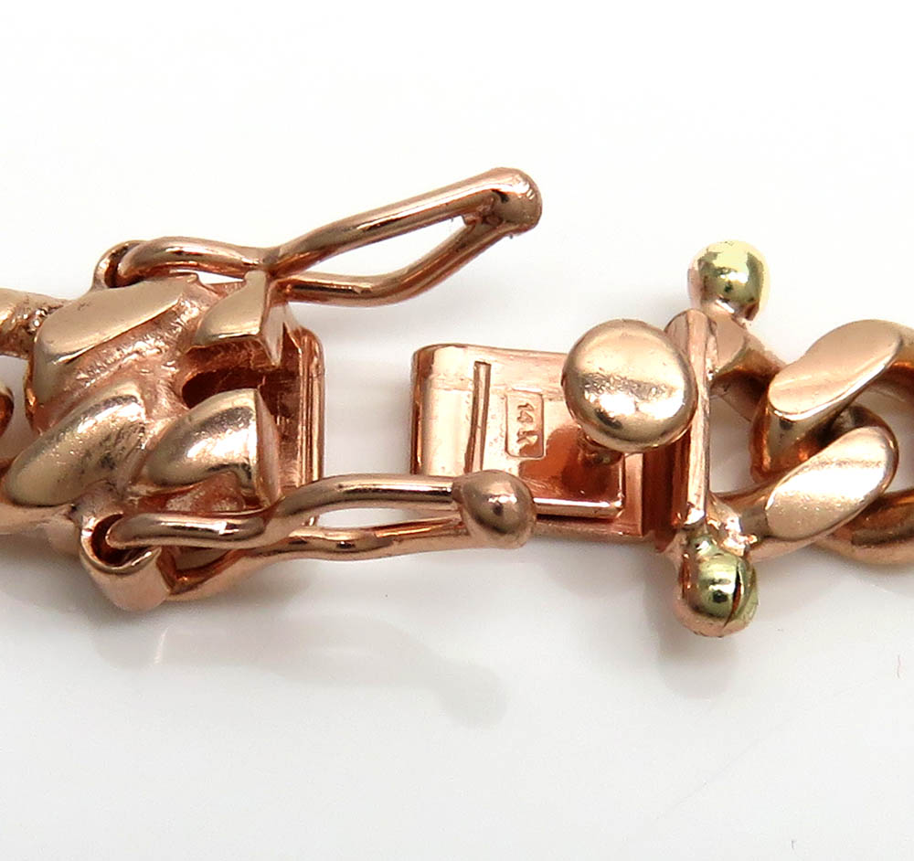 14k rose gold solid miami link bracelet 8 inch 6.80mm