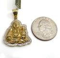 10k yellow gold money bag fat small buddha diamond pendant 0.34ct
