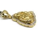 10k yellow gold money bag fat small buddha diamond pendant 0.34ct