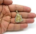 10k yellow gold money bag fat small buddha diamond pendant 0.34ct