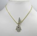 10k yellow gold diamond evil eye hamsa pendant 0.92ct