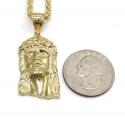 10k yellow gold classic jesus pendant with 20-24 inch 3mm rope chain