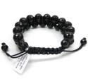 Macramé faceted glossy black onyx bead double rope bracelet