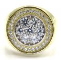 Mens 14k yellow gold cz cluster double circle ring 1.80ct
