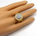 Mens 14k yellow gold cz cluster double circle ring 1.80ct