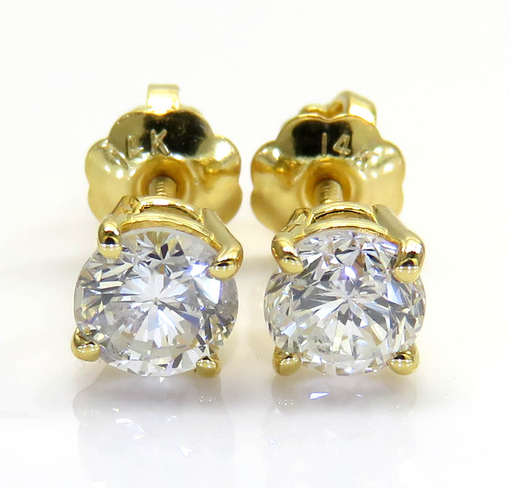 14k gold clean round cut 0.25 pointer diamond studs earrings 0.50ct