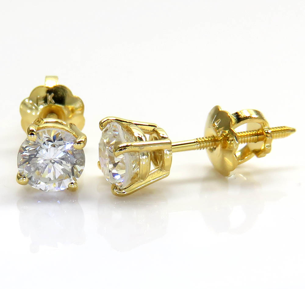 14k gold clean round cut 0.25 pointer diamond studs earrings 0.50ct