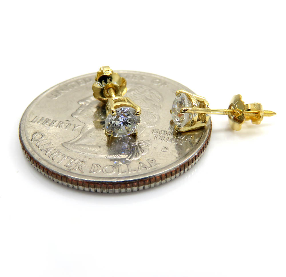 14k gold clean round cut 0.25 pointer diamond studs earrings 0.50ct