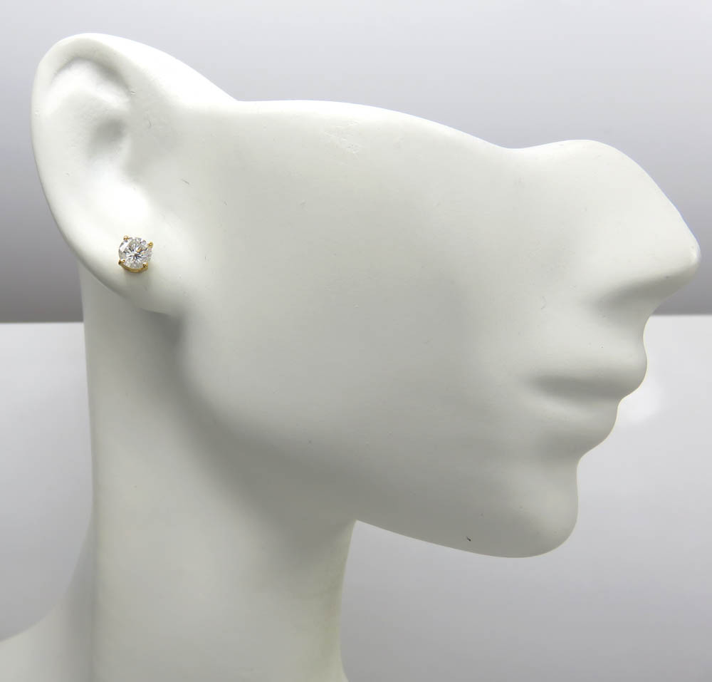 14k gold clean round cut 0.25 pointer diamond studs earrings 0.50ct
