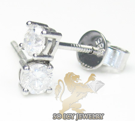 14k gold clean round cut 0.25 pointer diamond studs earrings 0.50ct