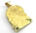 14k yellow gold large jesus face solid back pendant .45ct
