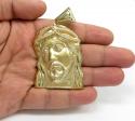 14k yellow gold large jesus face solid back pendant .45ct