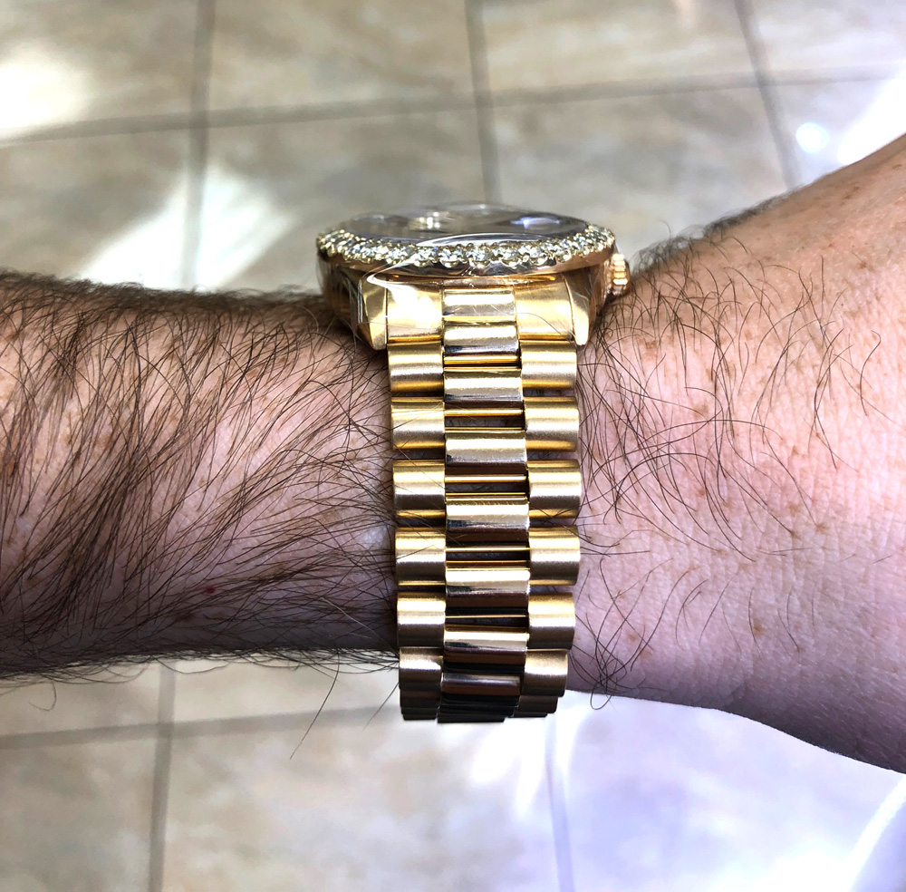 rolex day date 36mm yellow gold diamond bezel