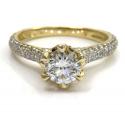 14k yellow gold round diamond pave engagement ring 1.10ct