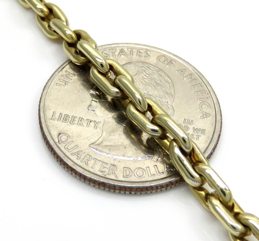 14k yellow gold braccio solid cable link chain 22-24 inches 4.30mm 