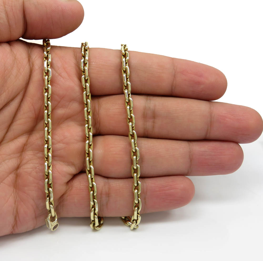 14k yellow gold braccio solid cable link chain 22-24 inches 4.30mm - Image 5