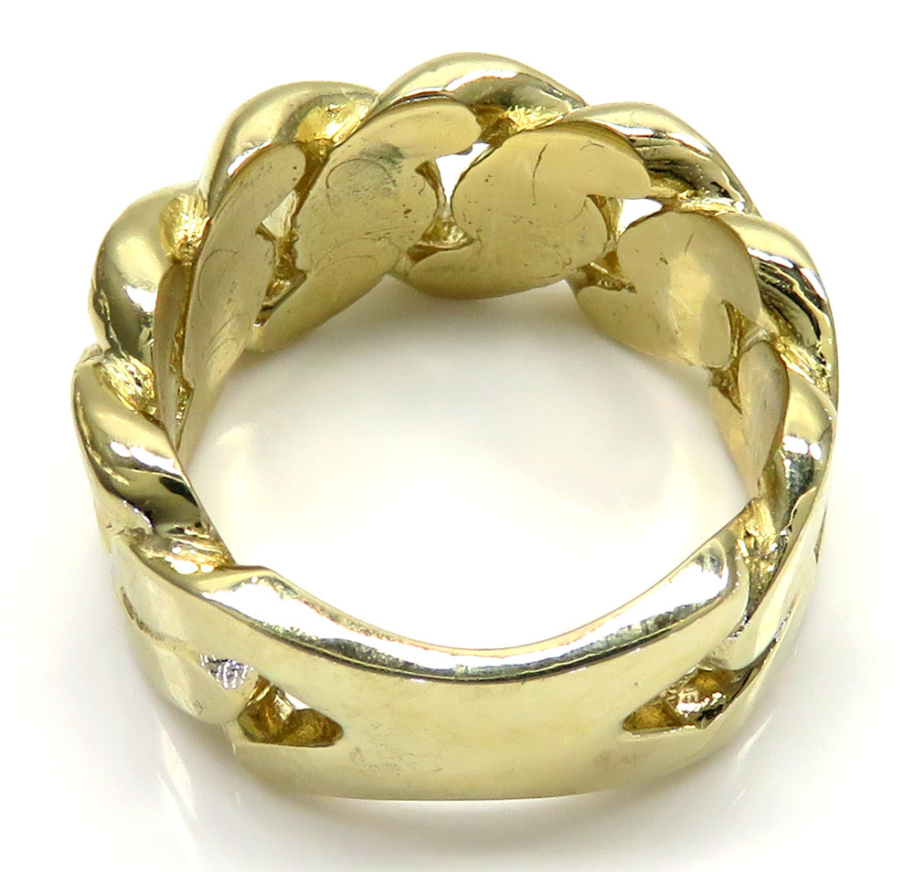 14k yellow gold solid xl flat 11mm cuban ring 