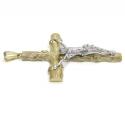 10k solid two tone bark wood finish jesus cross 