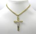 10k solid two tone bark wood finish jesus cross 