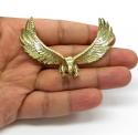 10k yellow gold large solid heavy diamond cut eagle pendant