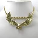 10k yellow gold large solid heavy diamond cut eagle pendant