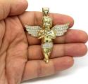 10k yellow gold 3d xl baby cherub angel pendant 3.50ct