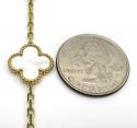 Ladies 18k yellow gold pearl clover bracelet 7.50 inches 15mm 