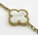 Ladies 18k yellow gold pearl clover bracelet 7.50 inches 15mm 