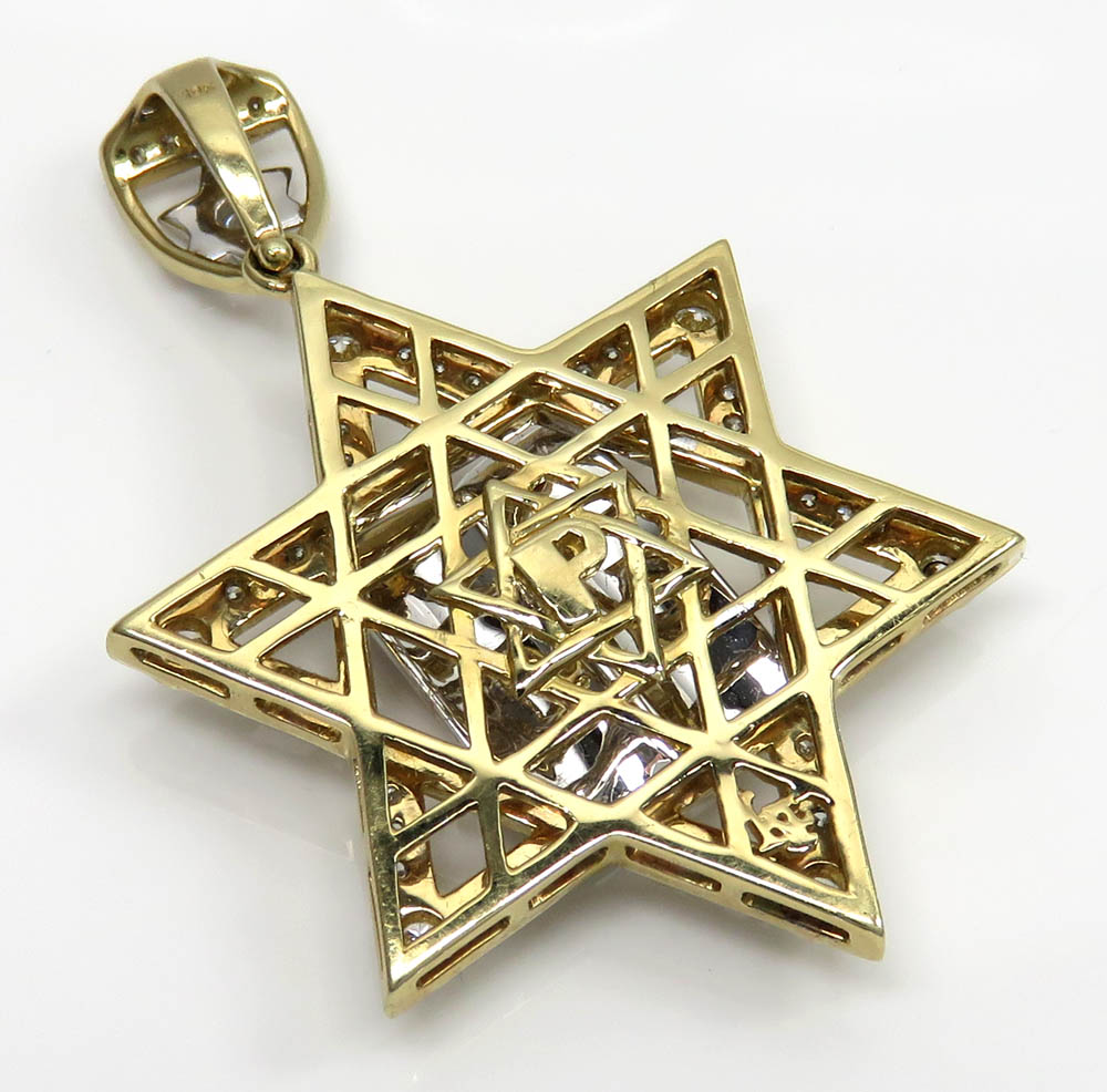 10k yellow gold diamond star of david 10 commandments pendant 1.00ct - Image 4