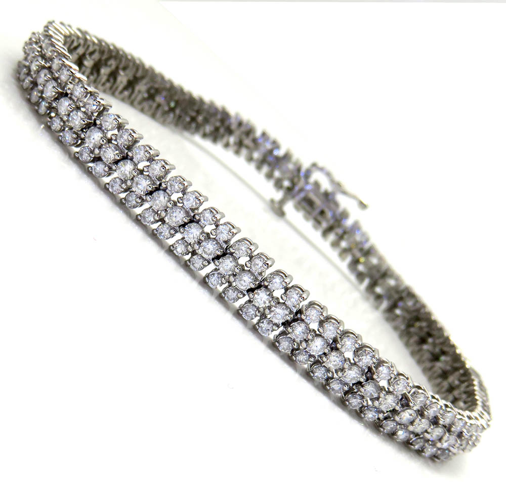 14k white gold 3 row diamond tennis bracelet 7.50 inches 4.00ct
